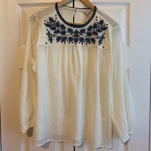 Lucky Brand Embroidered Peasant Top